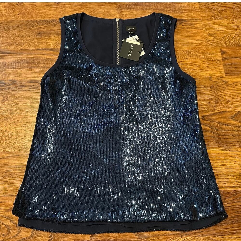 Joe’s Jeans Women’s Sequin Tank Top Blue/Black Size XS NWT Edgy Glam Bling Party